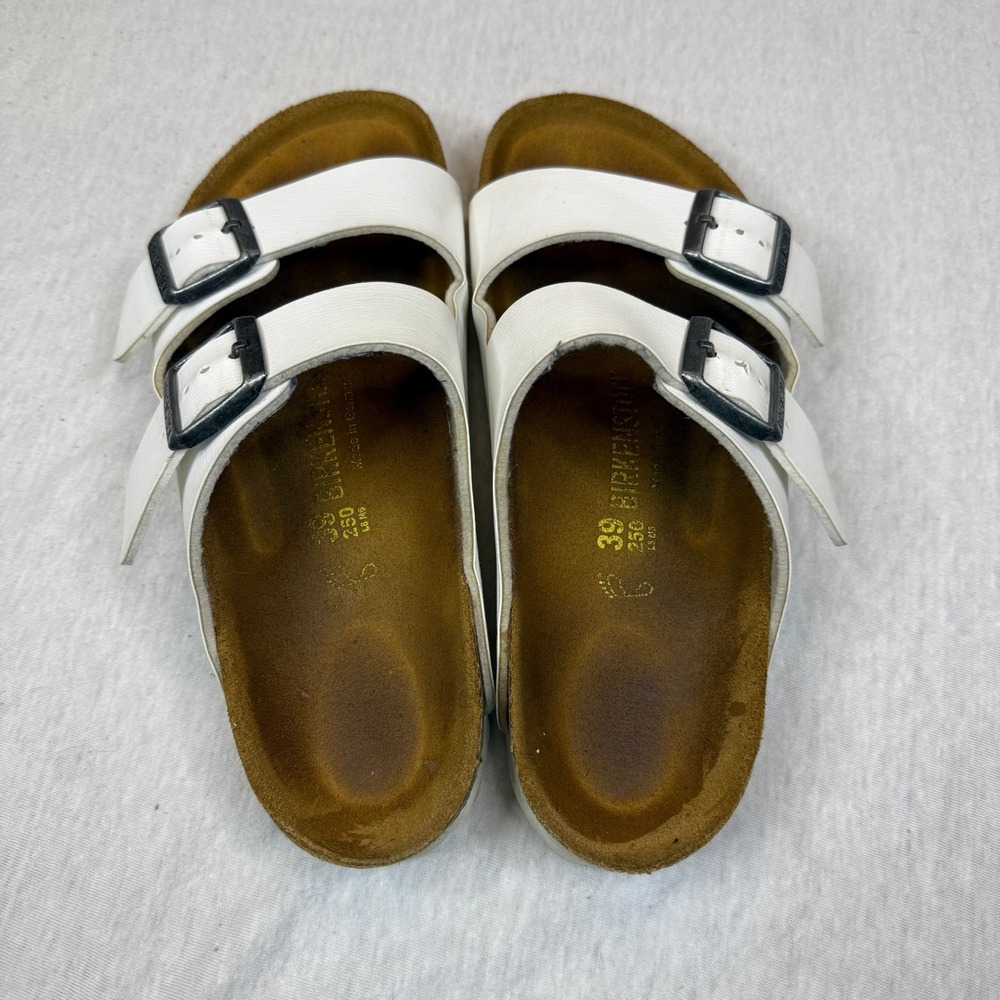 Birkenstock Arizona White Leather Double Strap Comfort Sandals Women's Size 39 - Picture 3 of 7